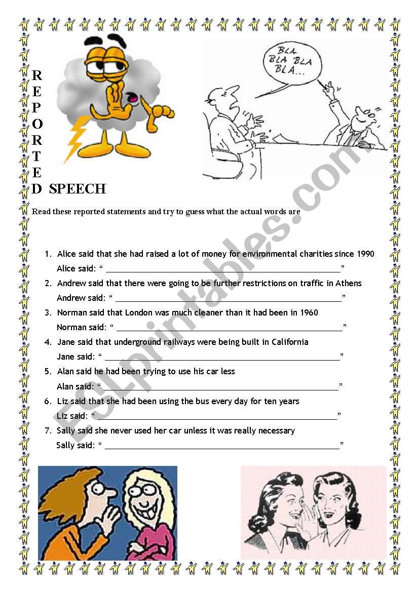 Reported Speech worksheet