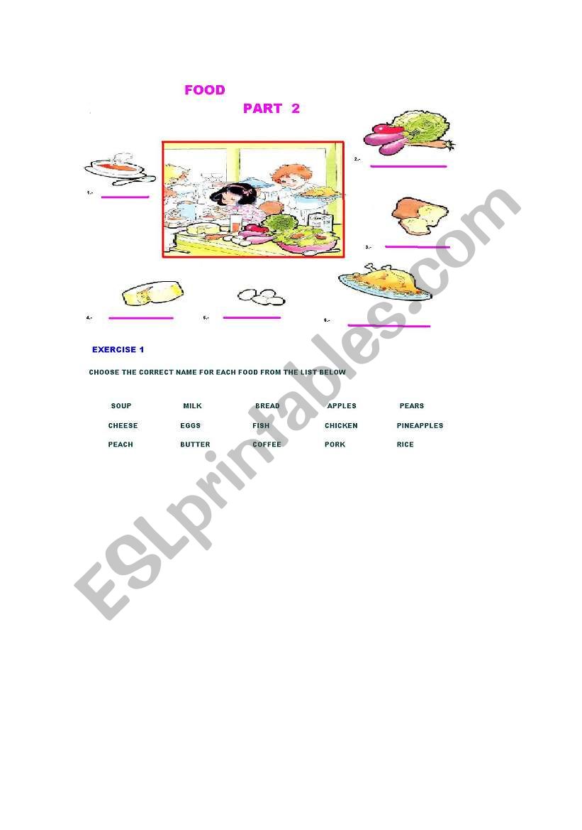 Food part   II worksheet