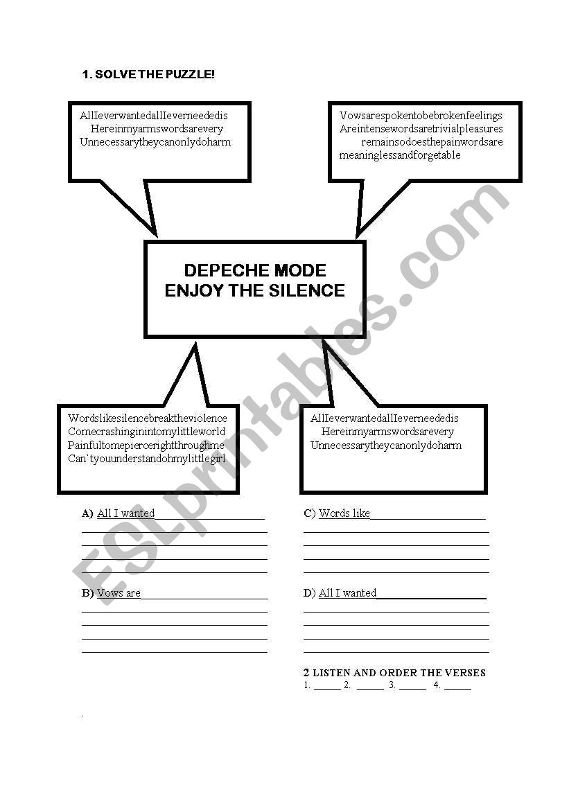 enjoy the silence worksheet