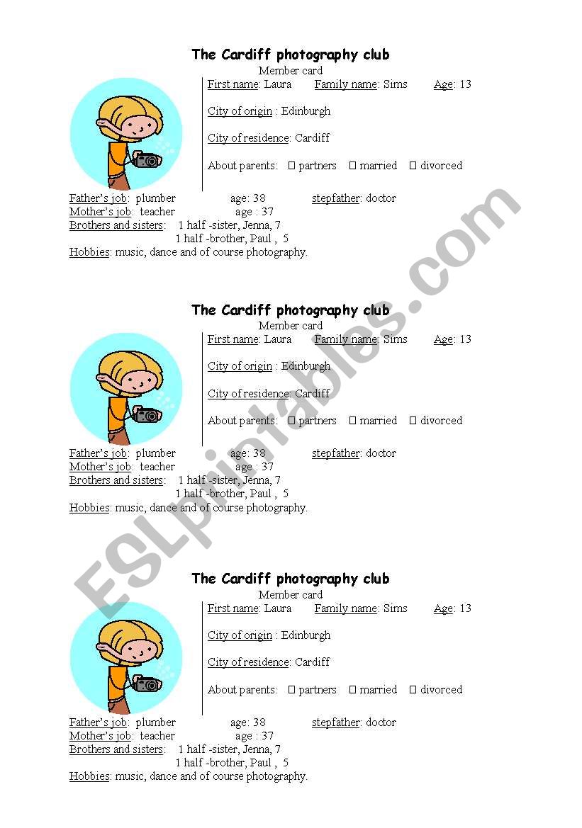 Cardiff photgraphy club worksheet