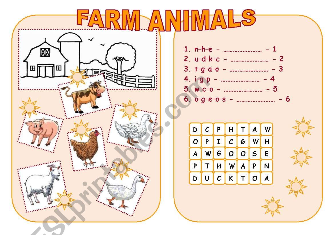 Farm animals (Coloured version)