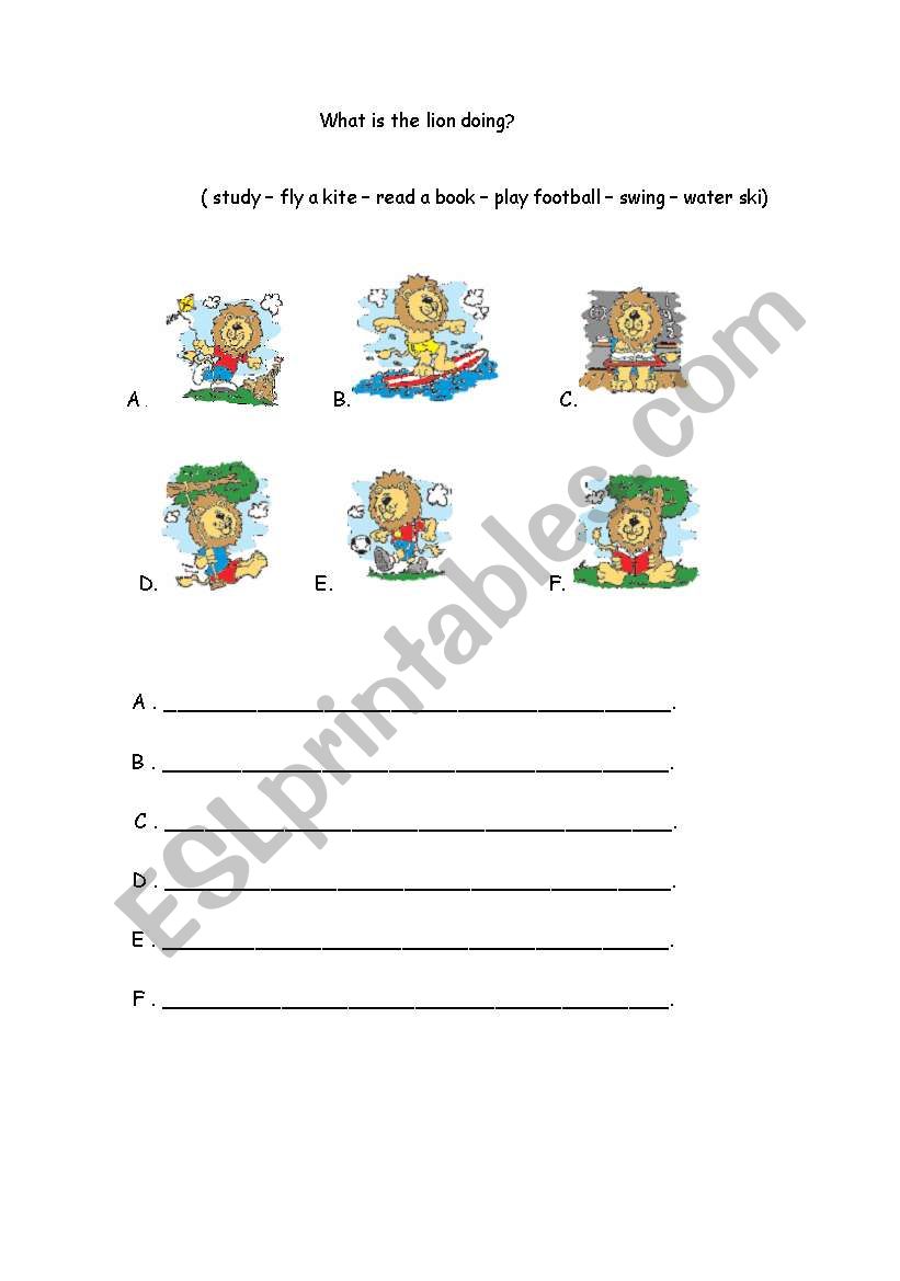 The lion worksheet