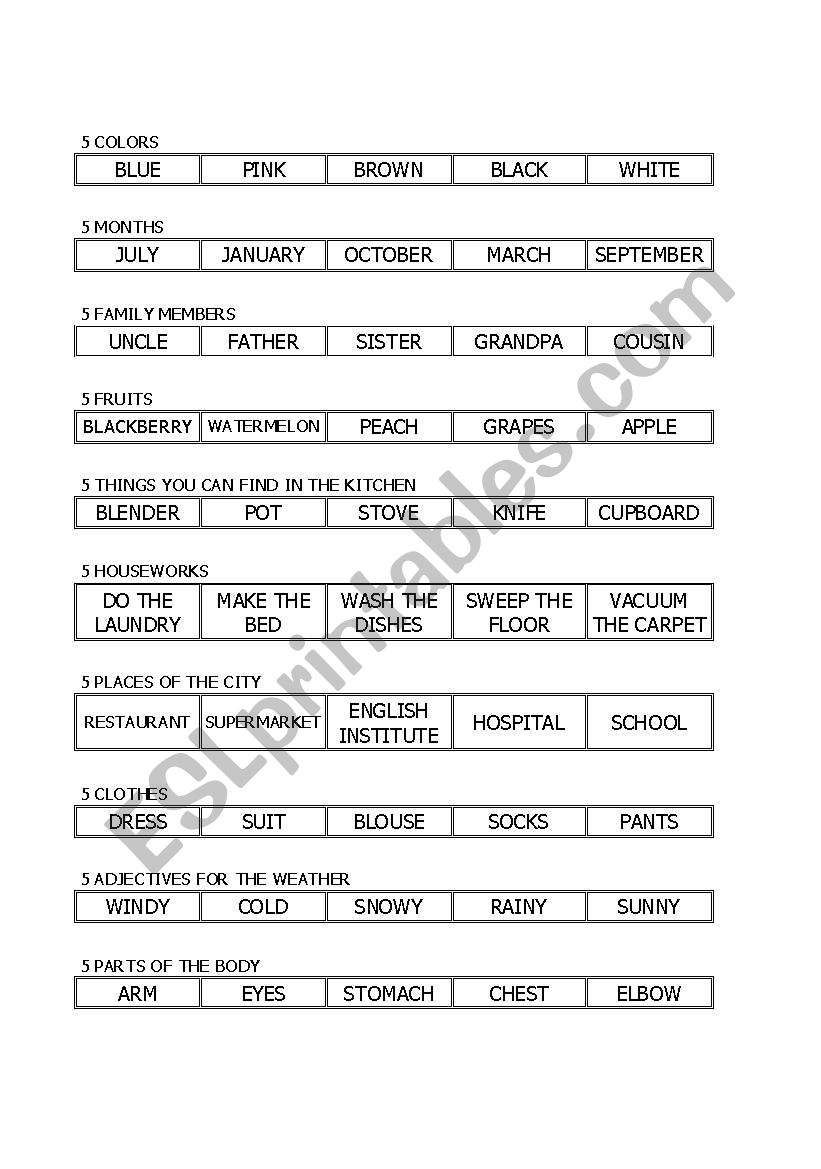 family fight worksheet