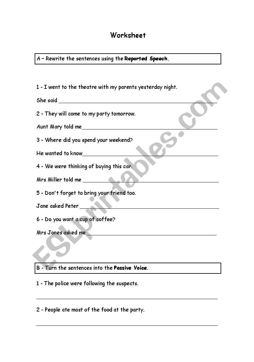 Grammar - exercises worksheet