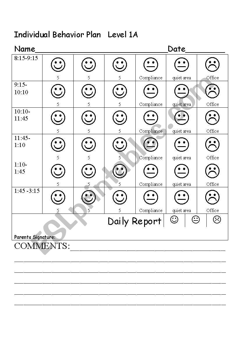 Daily Point Sheet worksheet