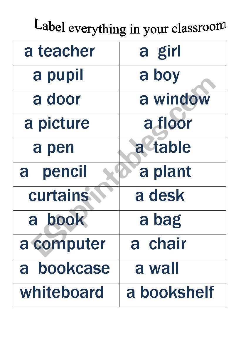 Label everything in your classroom