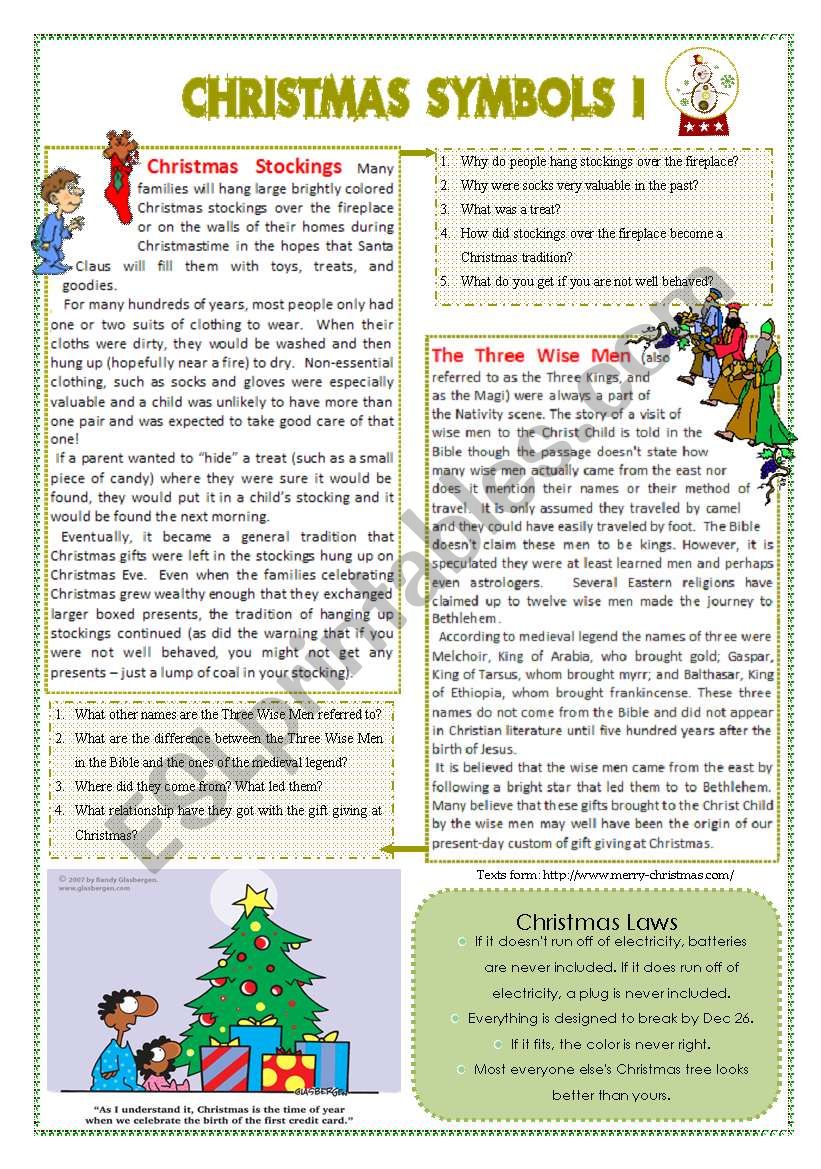 Christmas symbols I worksheet