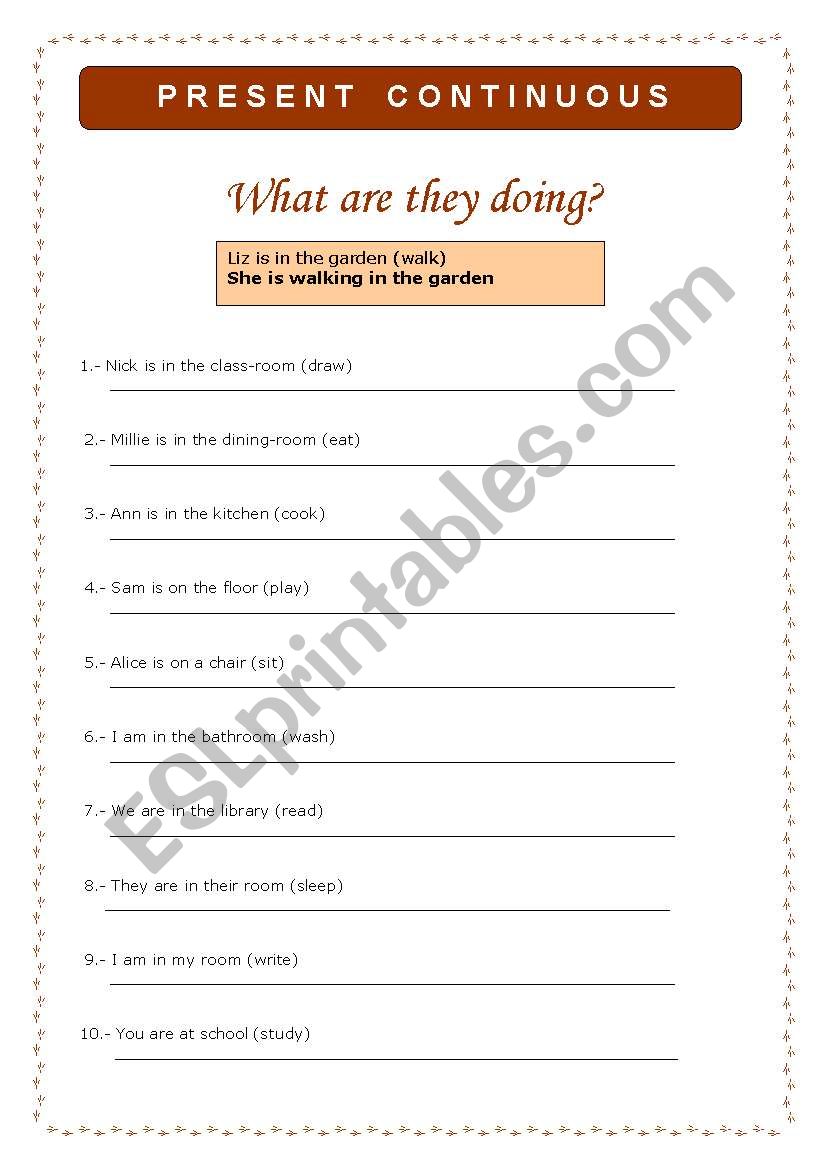 present continuous worksheet