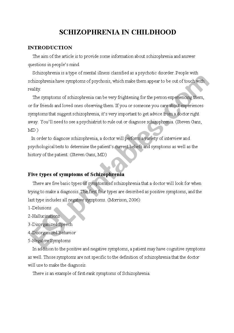 ILLNESS worksheet
