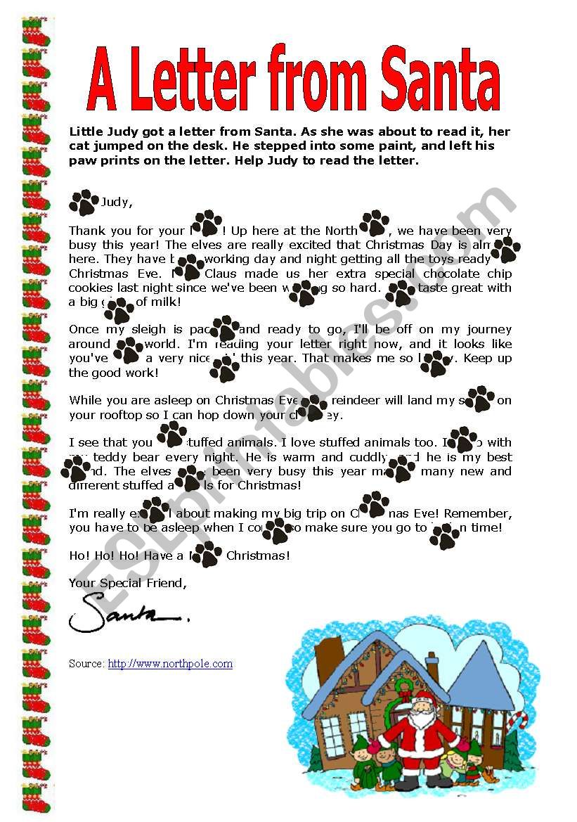 A Letter from Santa worksheet