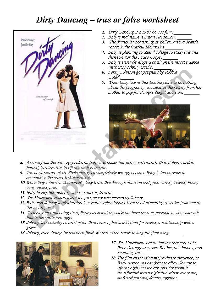 DIRTY DANCING worksheet