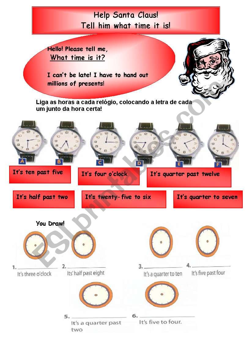 Tell Santa The time worksheet