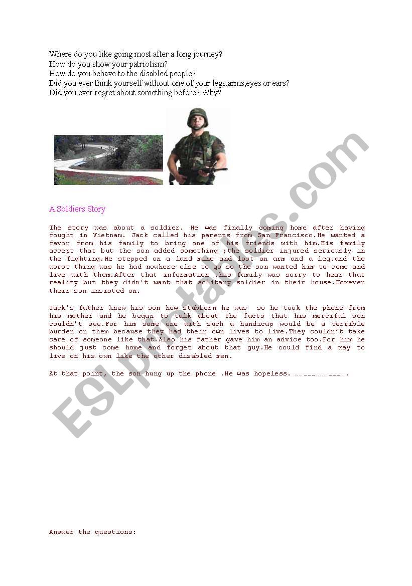 dsabled soldier story in past 
