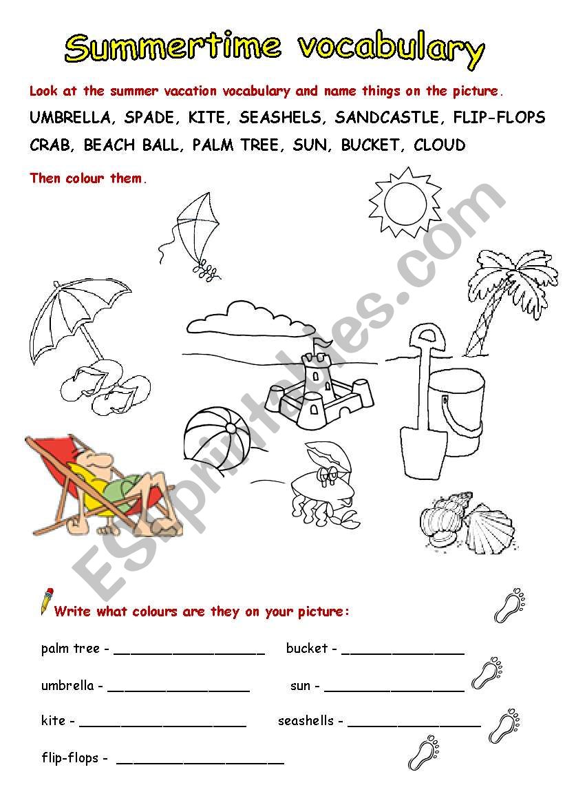 summer vacation vocabulary full version esl worksheet by zeberka