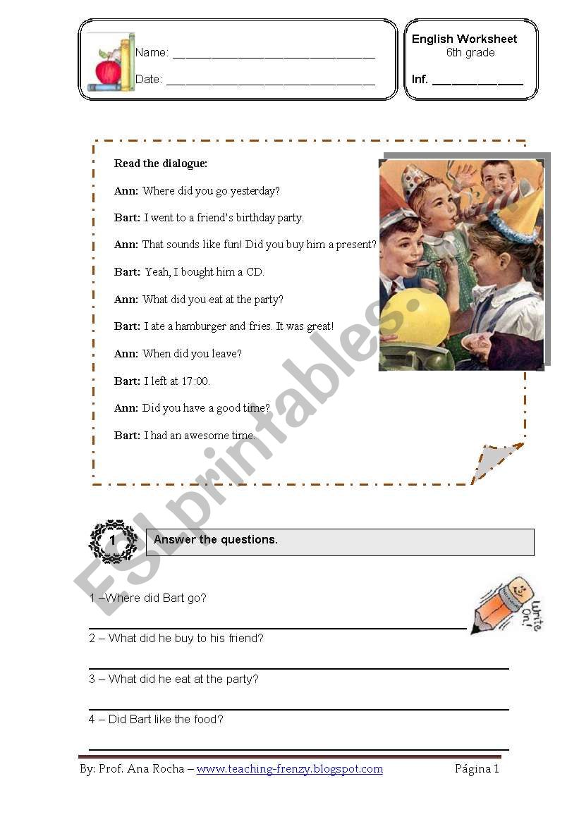 test simple past worksheet