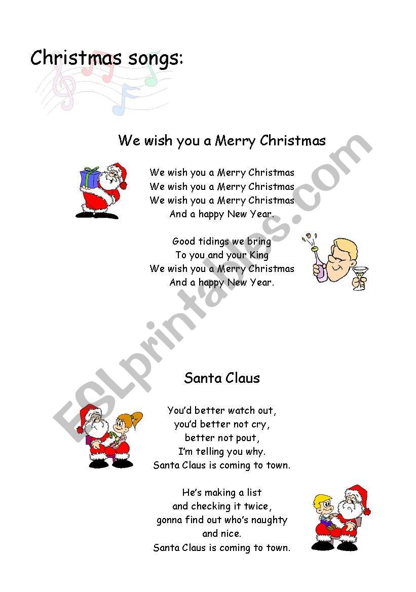 Christmas Songs worksheet