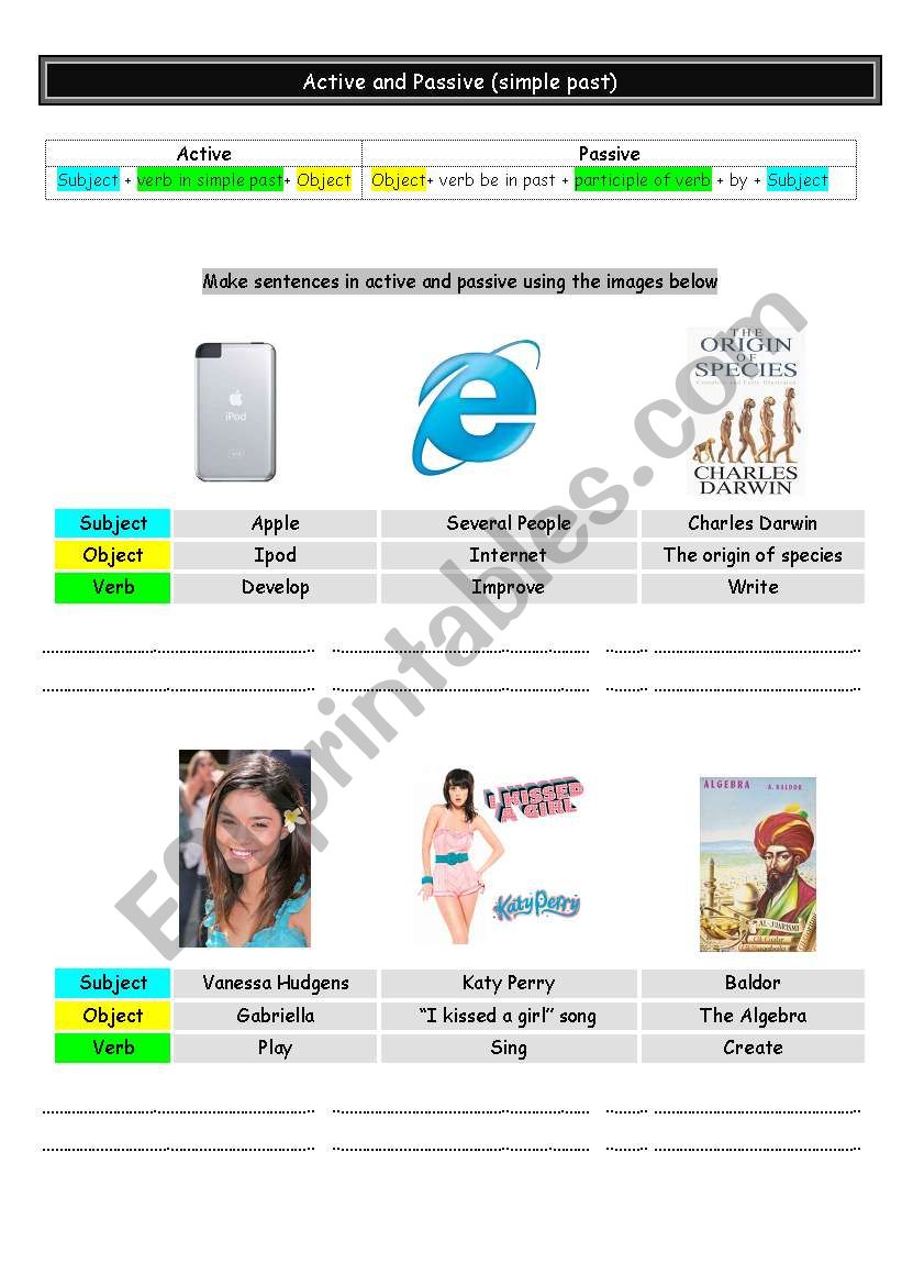 Active and Passive worksheet