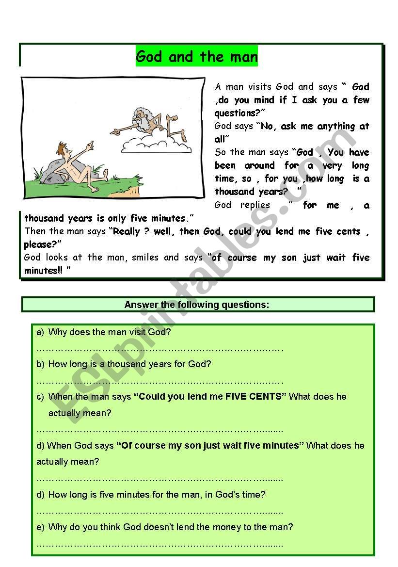 God and the Man worksheet
