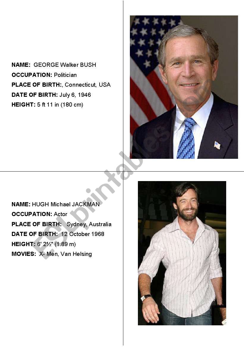 Famous People Cards 5 worksheet