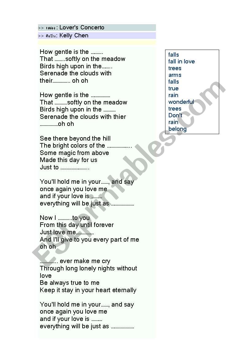 Lovers concerto worksheet