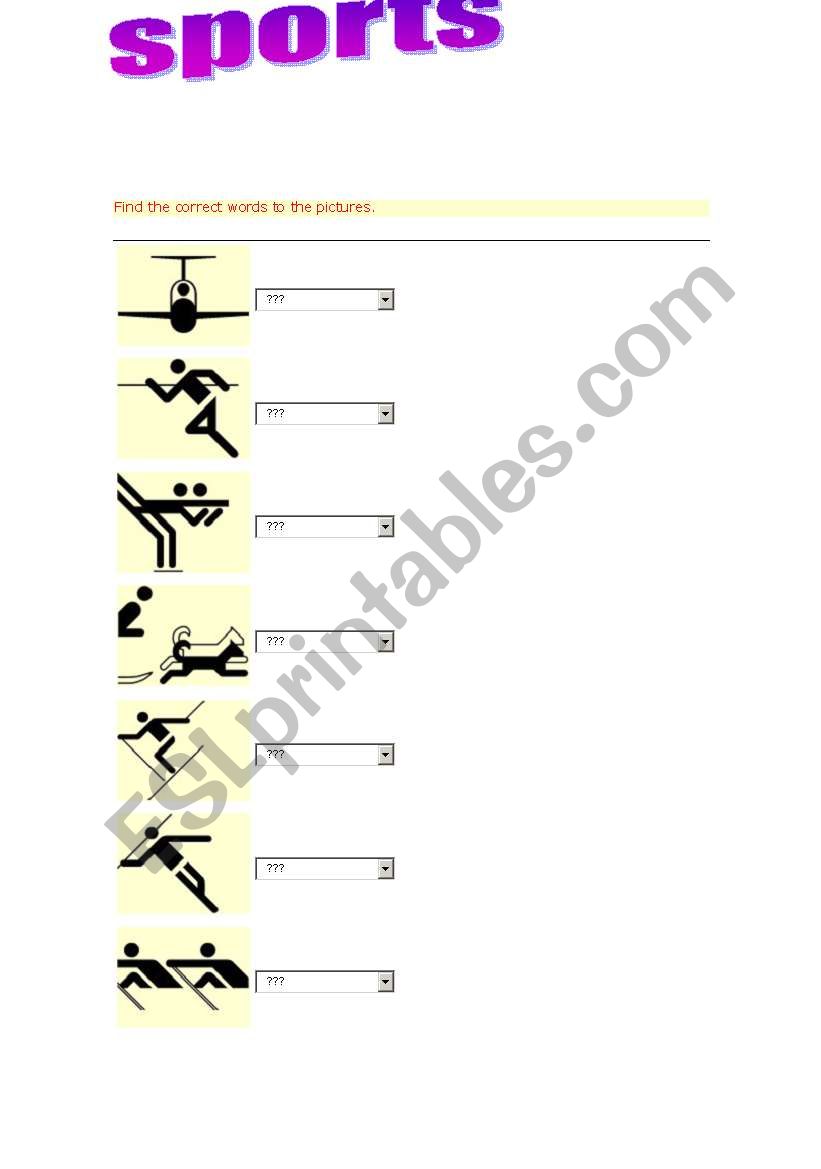 Sports worksheet