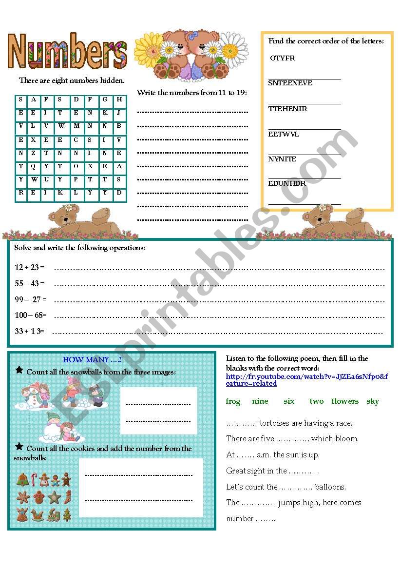 NUMBERS worksheet