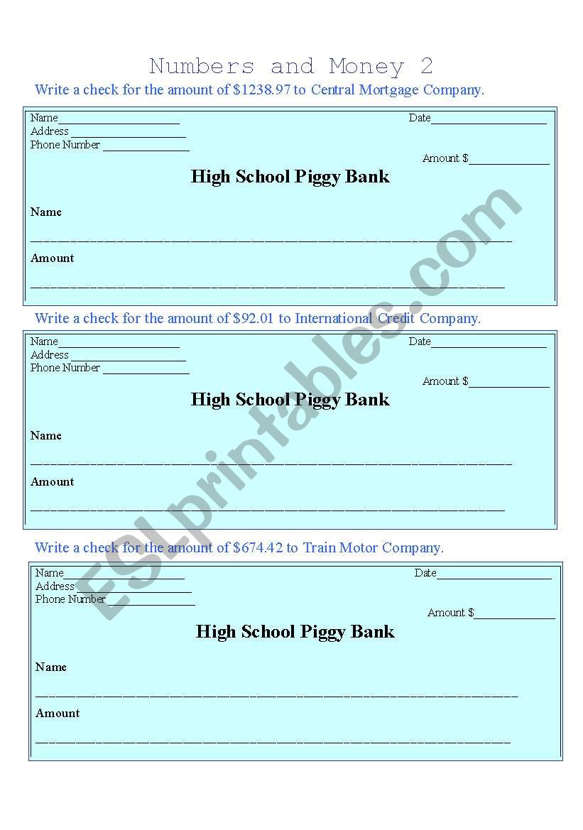 Numbers and Money 2 worksheet