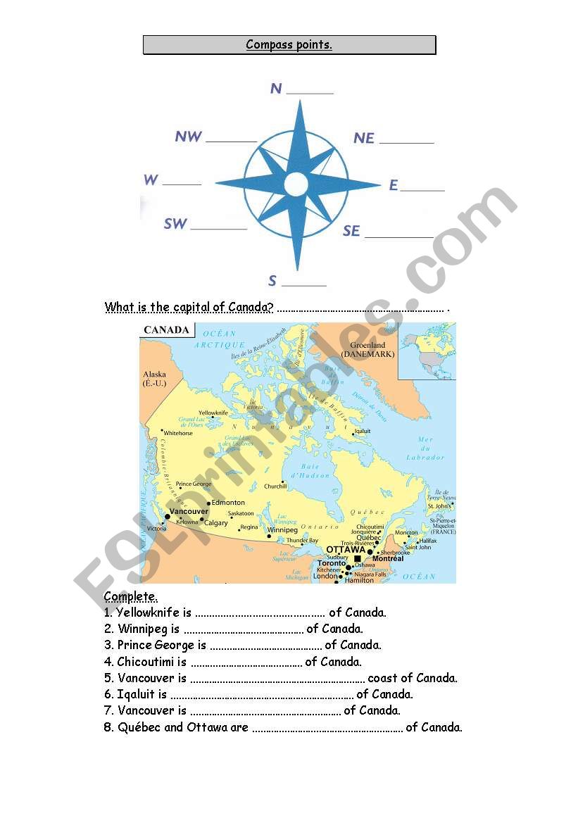 compass points worksheet