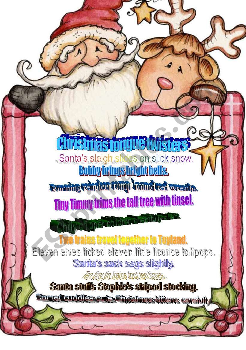 Christmas Tongue Twisters worksheet