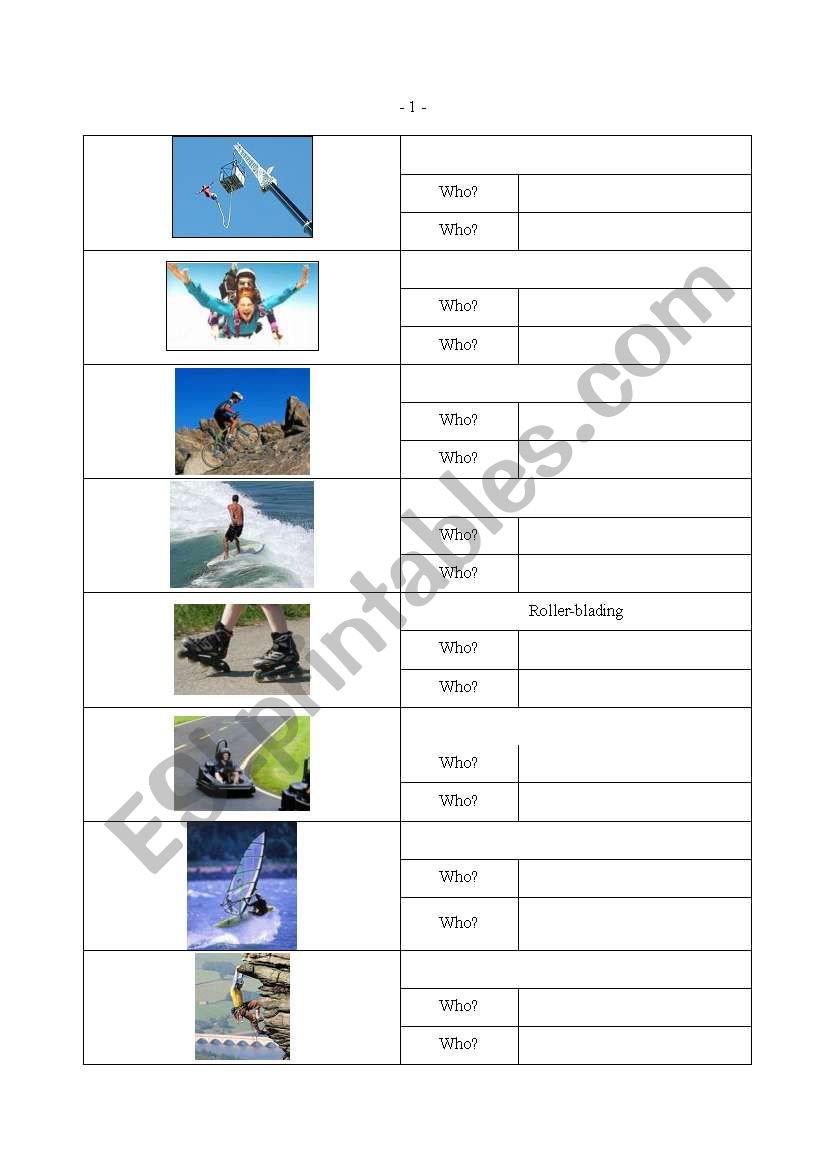 extreme sports mixer 2 worksheet