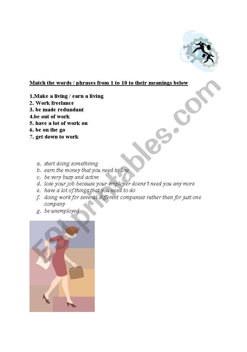 work collocations worksheet