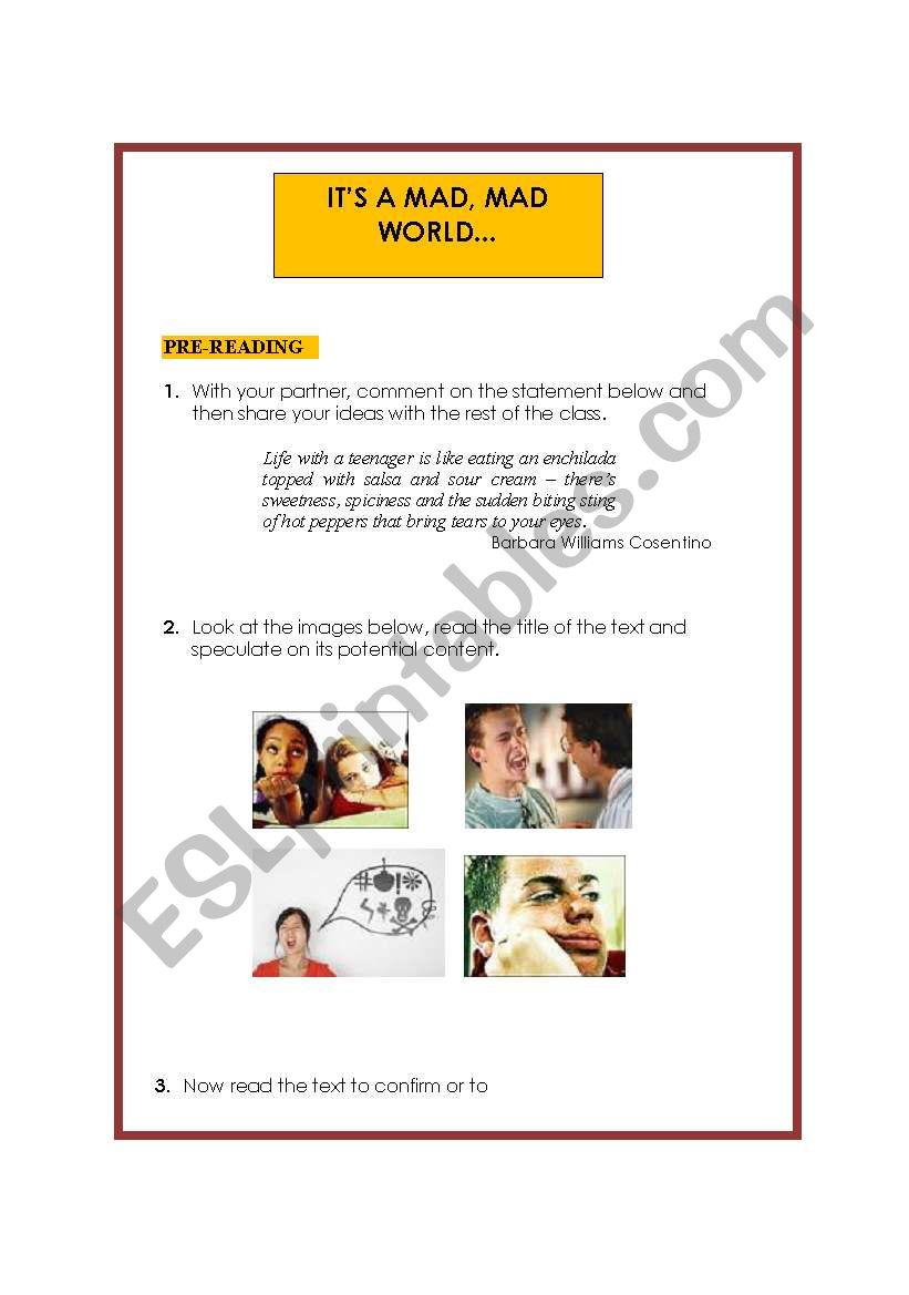 Teens and parents worksheet