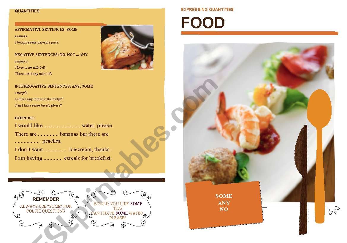 FOOD/QUANTITIES worksheet