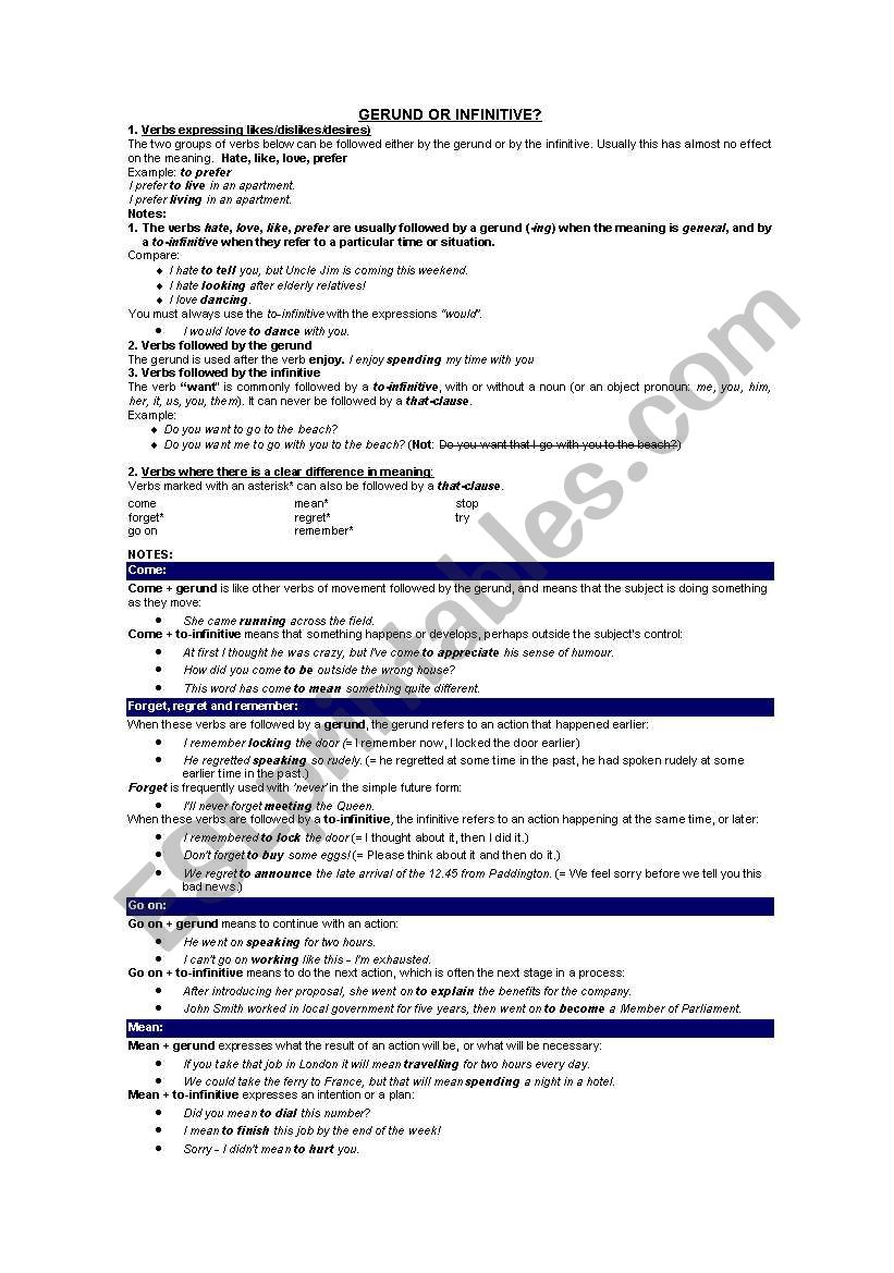 Gerund worksheet