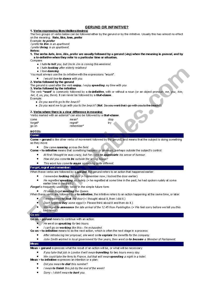 Gerund worksheet