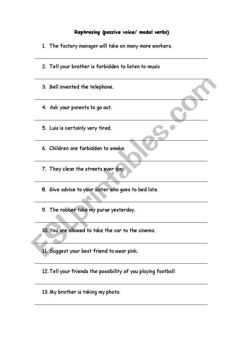 Passive Voice- Modals worksheet