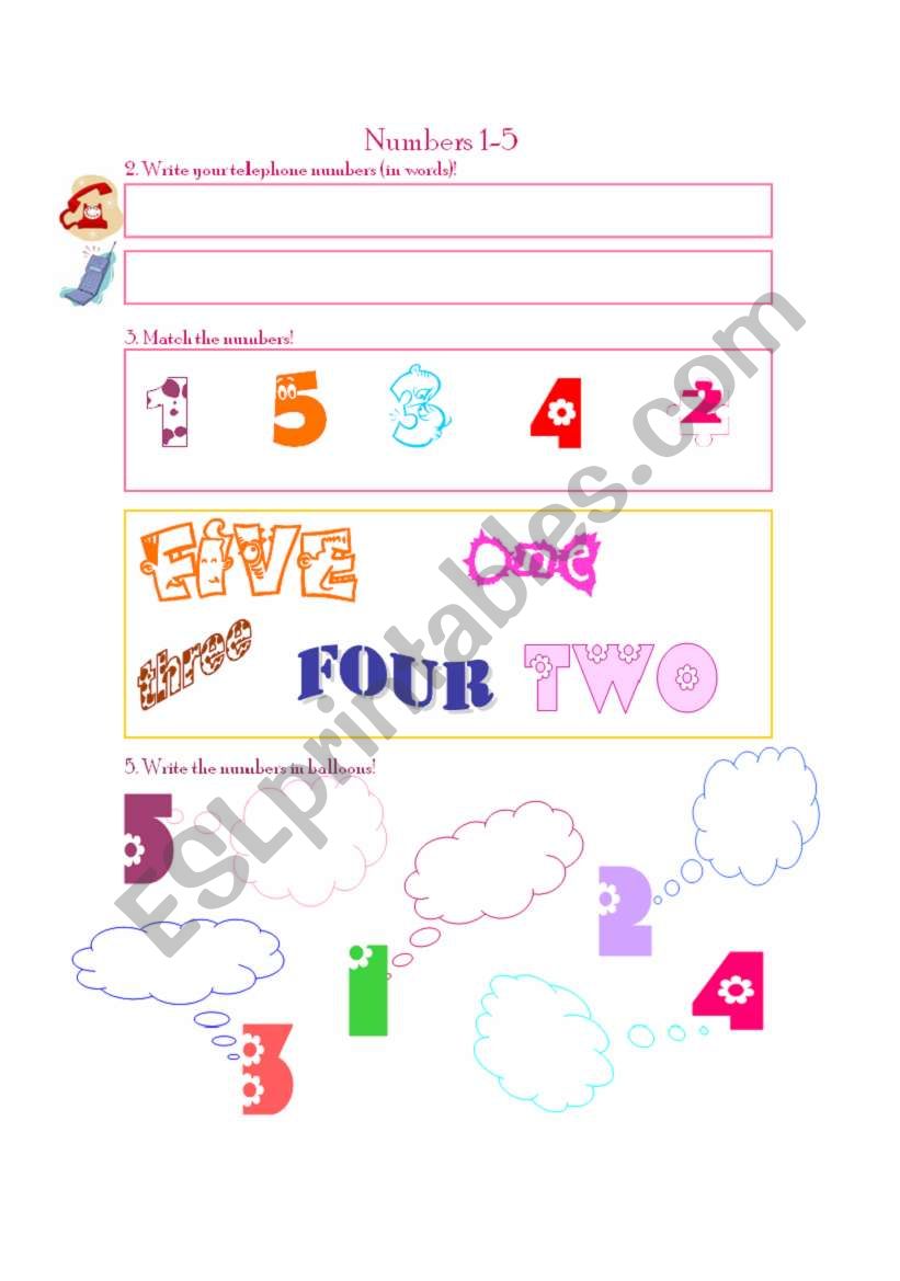 Numbers 1-5 worksheet