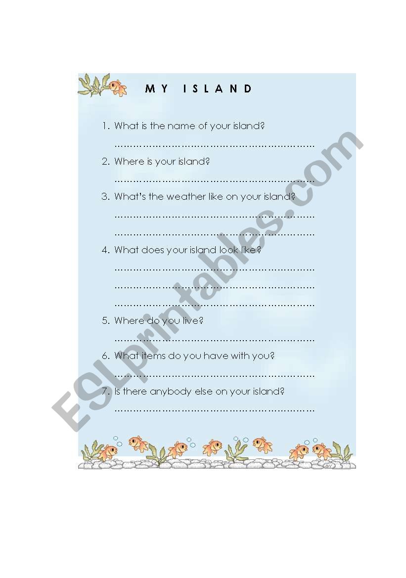 design your island worksheet