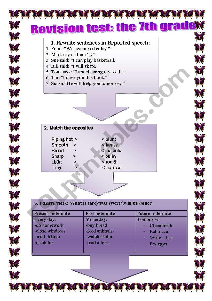 Revision test for the 7th grade