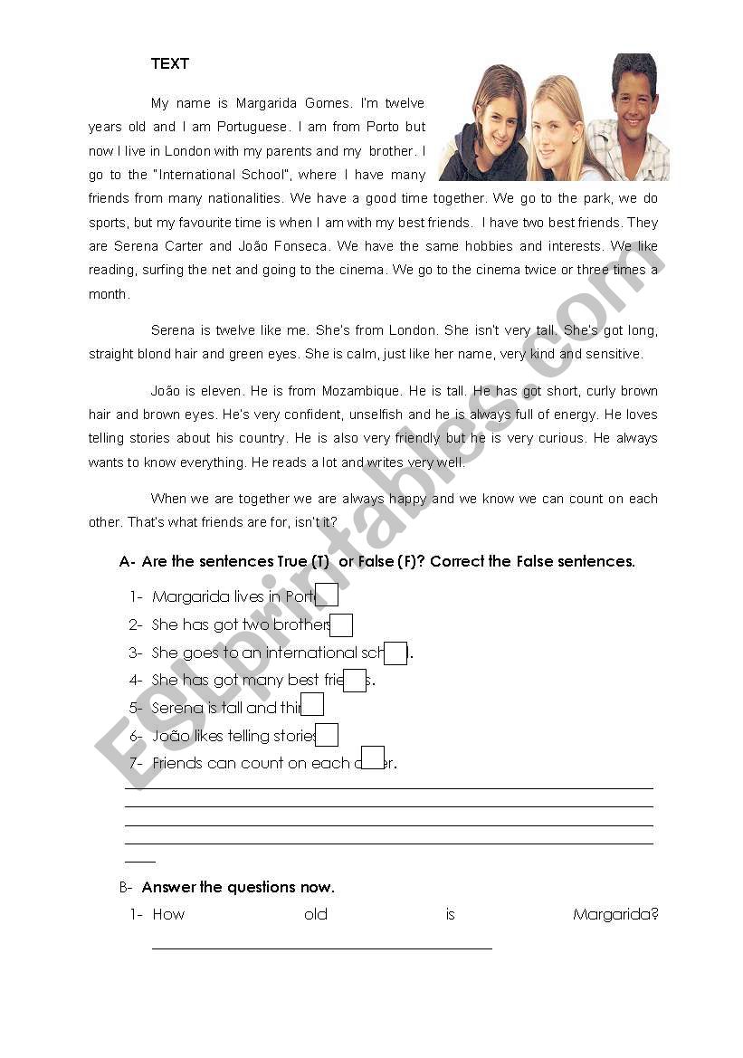  Friends worksheet