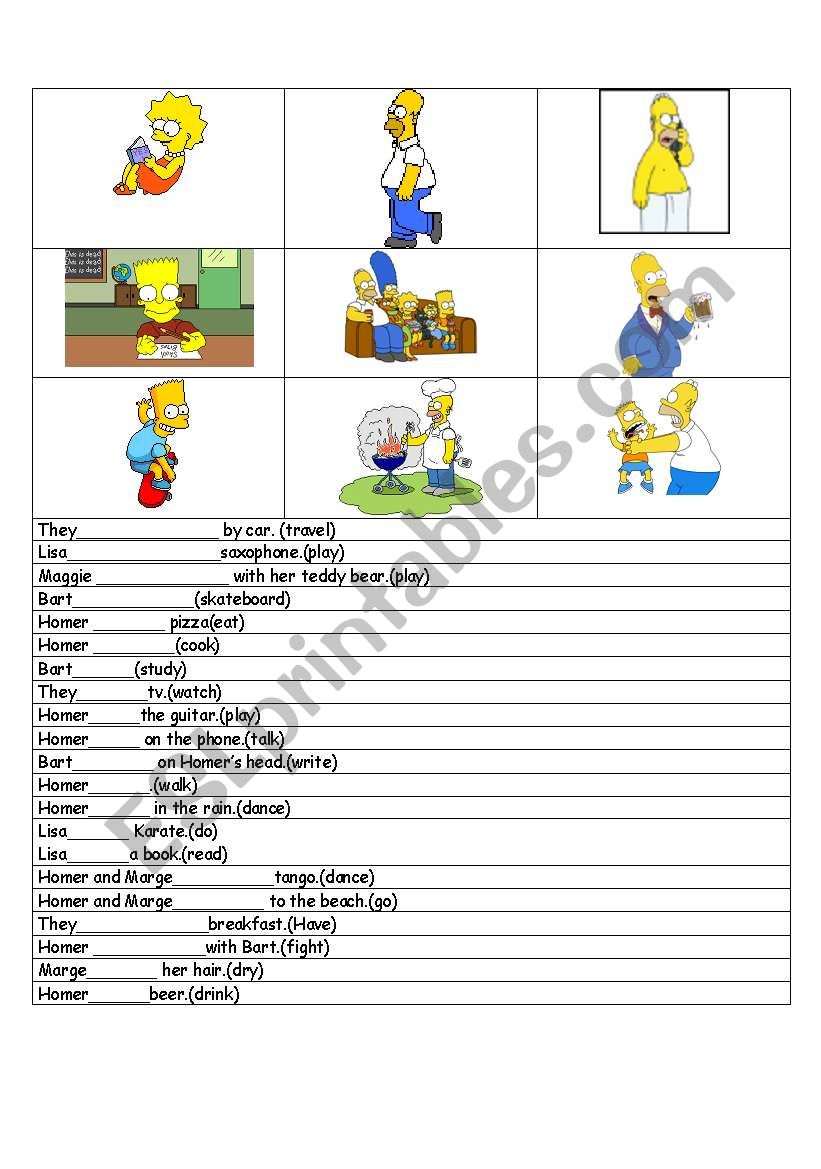 Simpsons Bingo 4 worksheet