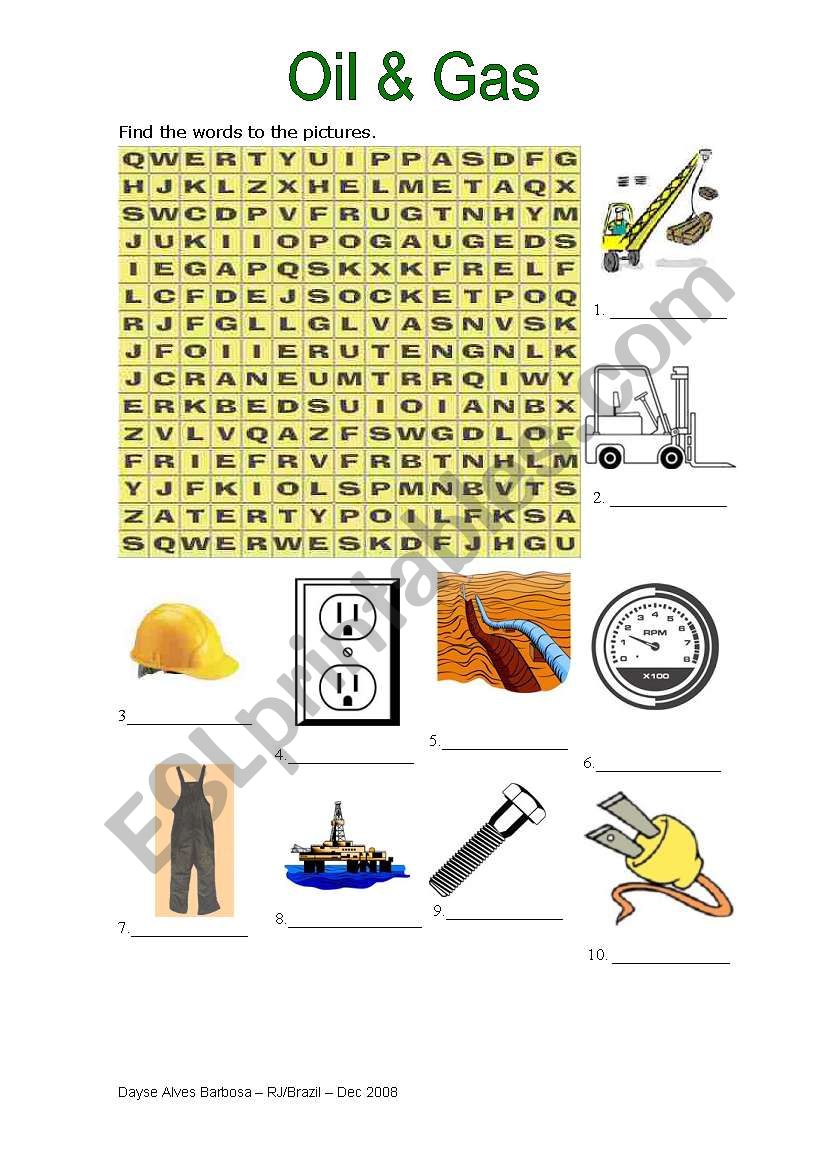 Oil & Gas Vocabulary worksheet