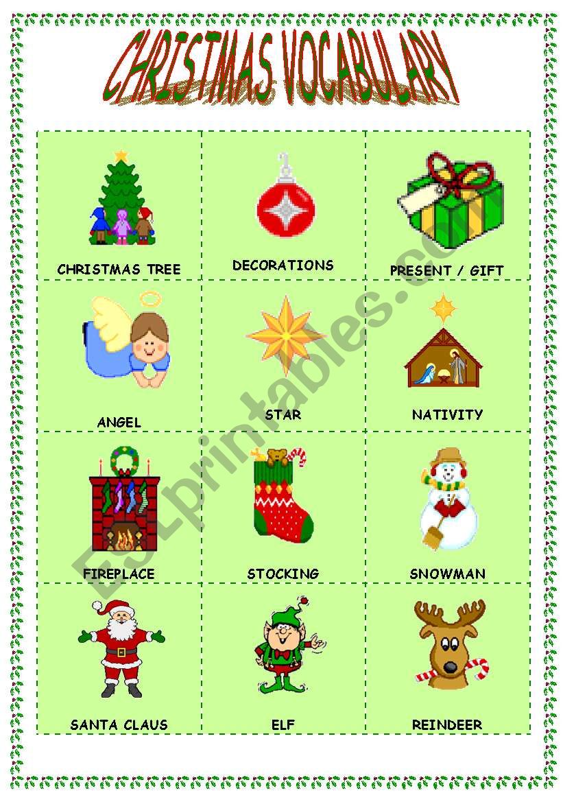 Christmas Vocabulary worksheet