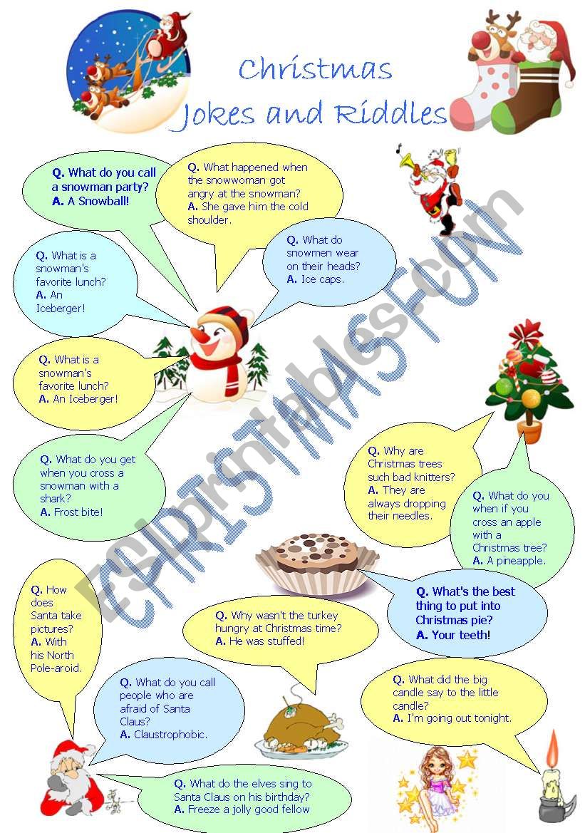 CHRISTMAS JOKES AND RIDDLES worksheet