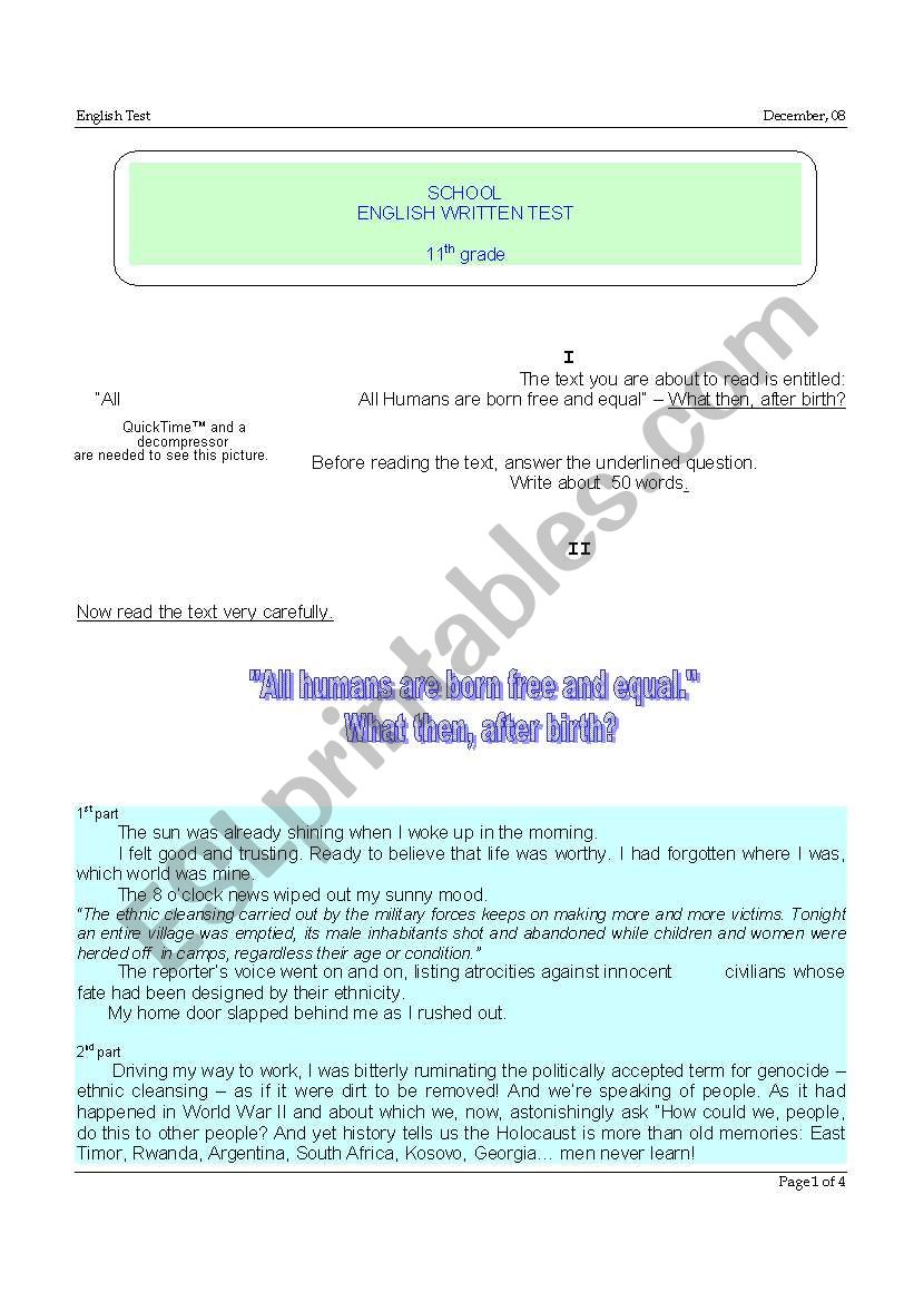 HUMAN RIGHTS worksheet