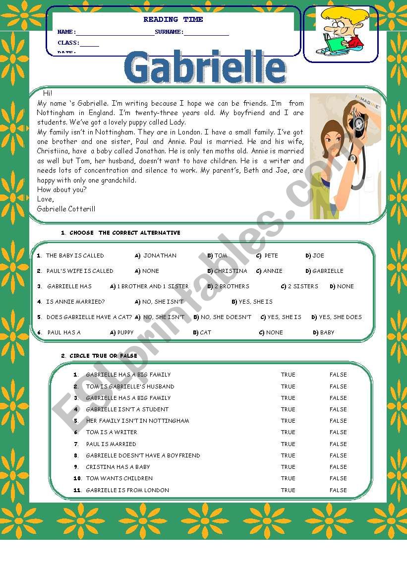 Reading time worksheet