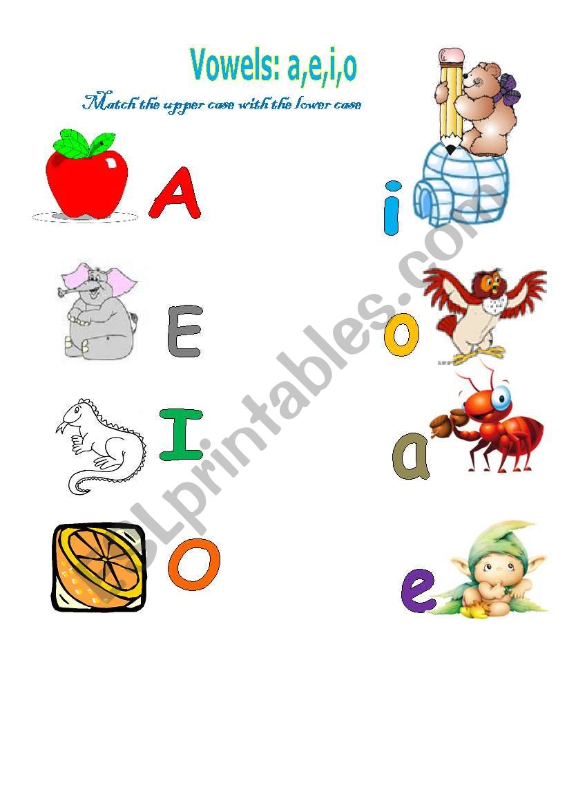 Vowels: a,e,i,o worksheet