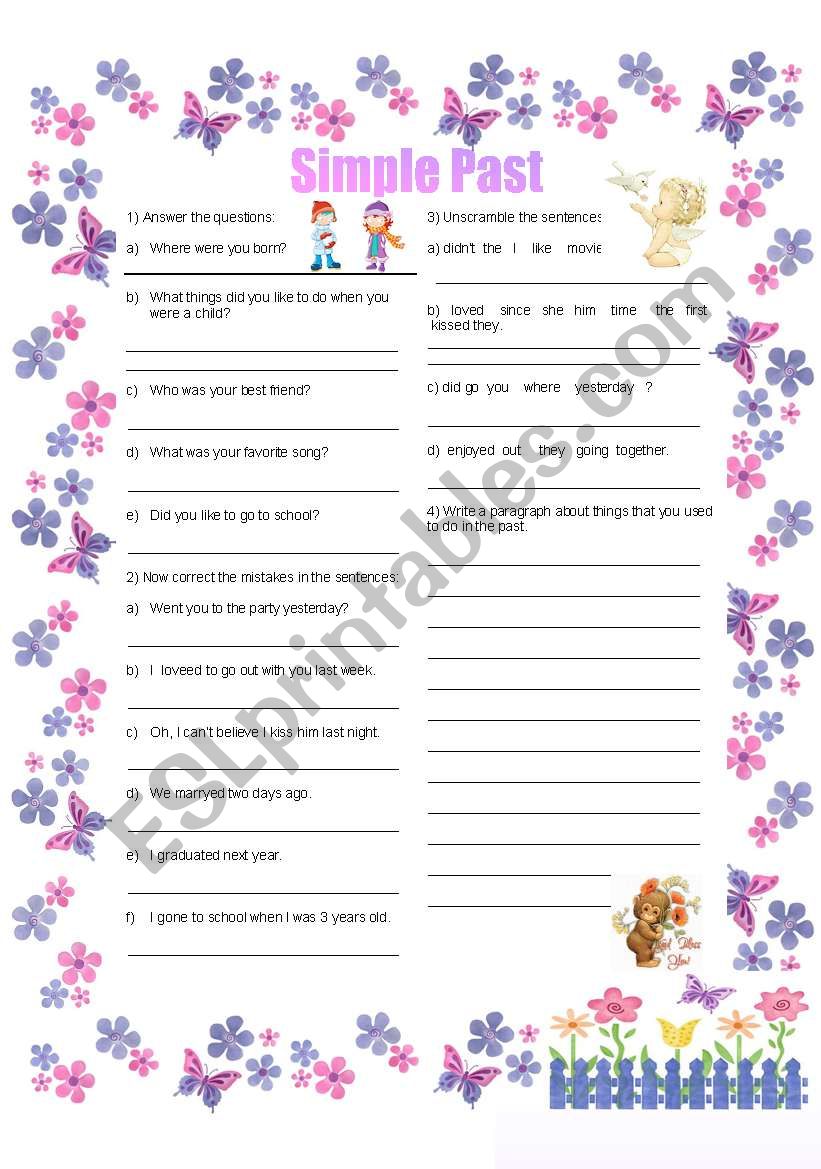 SIMPLE PAST EXERCISES worksheet