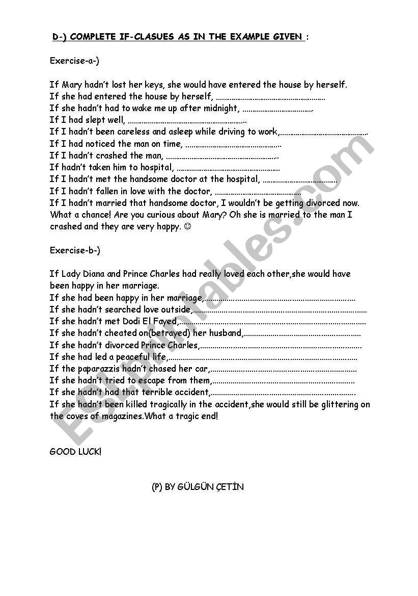 worksheet on the third conditional