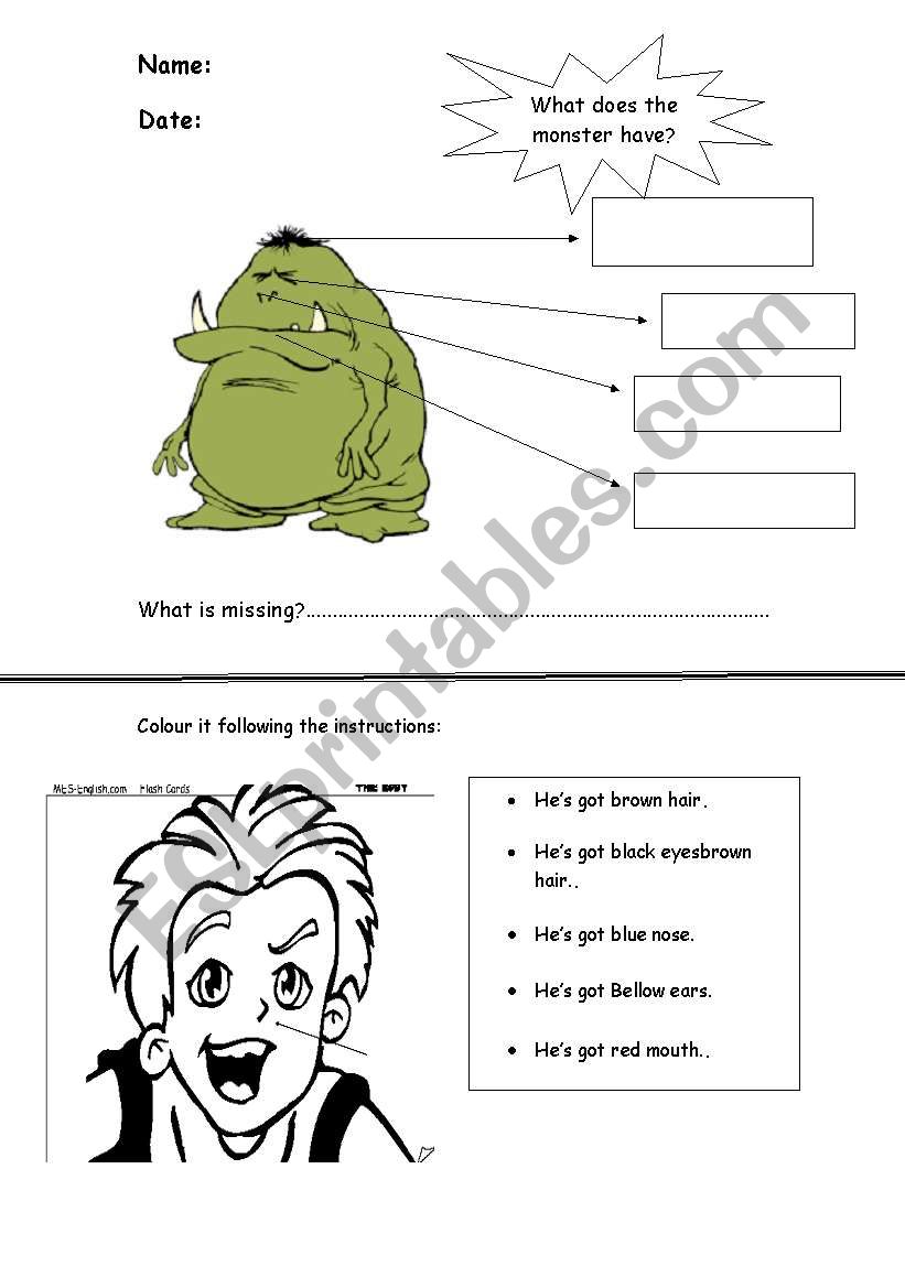 monster worksheet